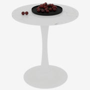 Tavolino da caffè rotondo in marmo artificiale; per soggiorno e sala da pranzo; bianco