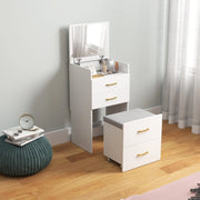 TAVOLO TOELETTA 3 in 1 48x40x90 cm Bianco in legno con specchio e sgabello