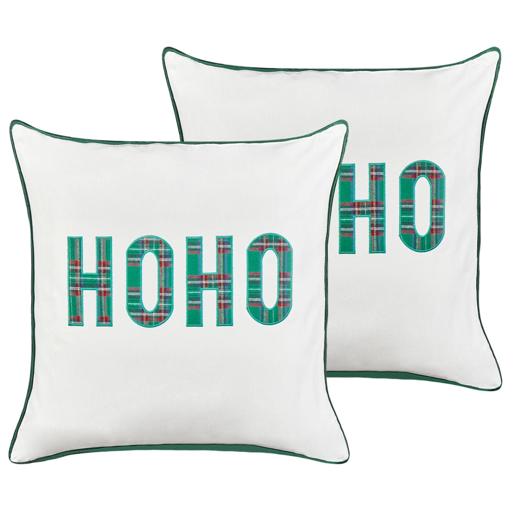 Set di 2 cuscini sparsi in tessuto poliestere bianco con motivo natalizio Tartan 45 x 45 cm Accessorio per la decorazione