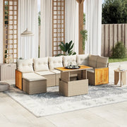 Set Divano da Giardino 8 pz con Cuscini Beige in Polyrattan
