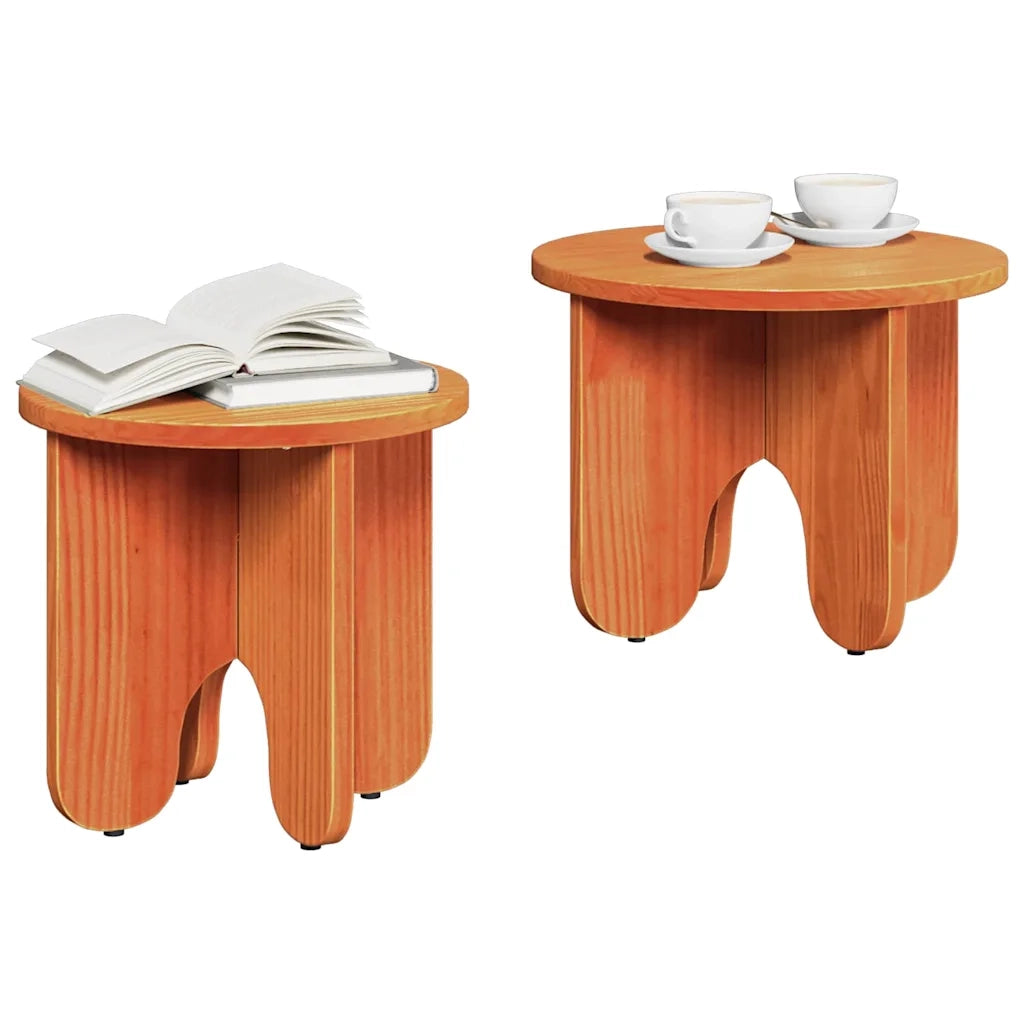 Tavolino da salotto 2 pcs Marrone cerato Legno massello di pino 873555