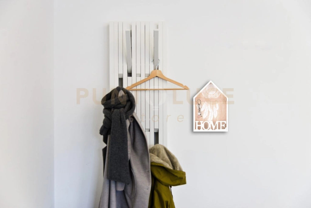 GINA PORTA CHIAVI A PARETE CON SCRITTA HOME LEGNO BIANCO 20X30CM