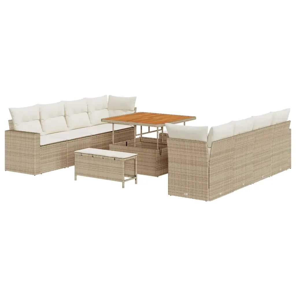 Set Divano da Giardino 11 pcs Beige polyrattan