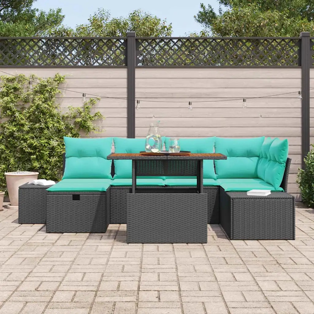 Set Divano da Giardino 7 pz Nero polyrattan 3360057