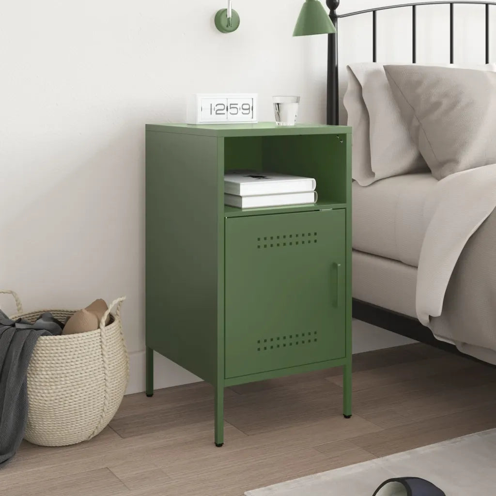 vidaXL Comodino Verde Oliva 36x39x68 cm in Acciaio