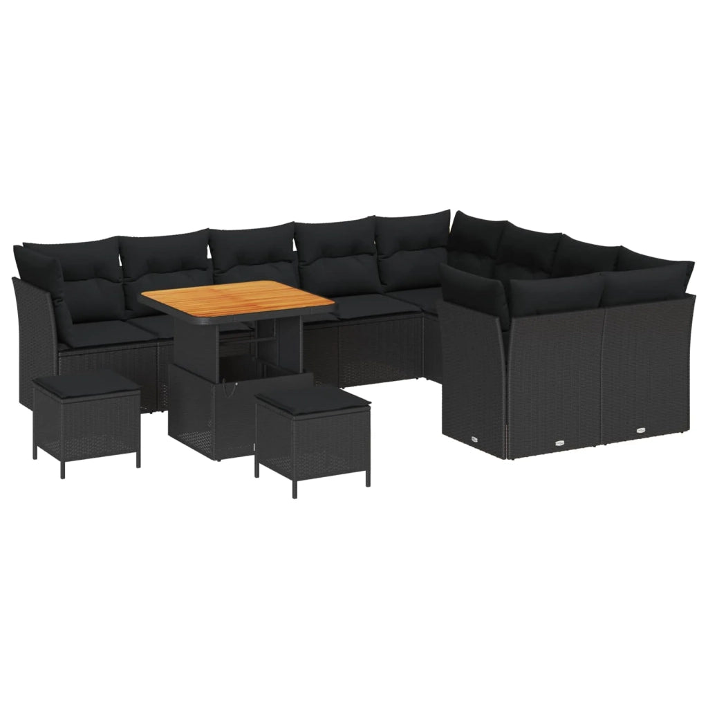 Set Divano da Giardino 12 pcs Nero polyrattan 3361519