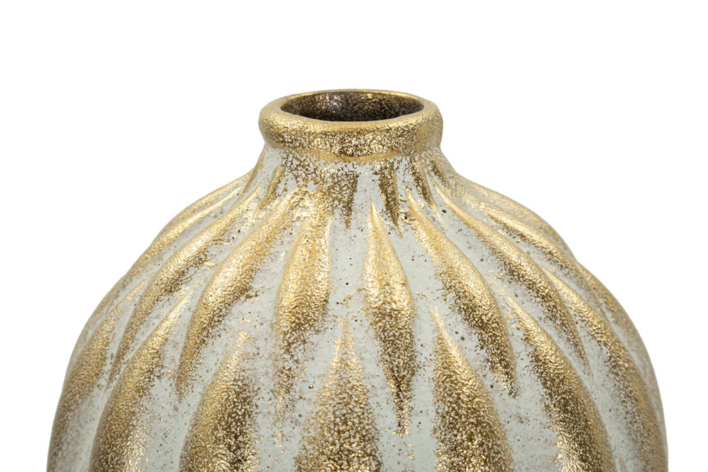 Vaso Pepitas Ø18,5x37,5 cm in Ceramica Grigio e Oro