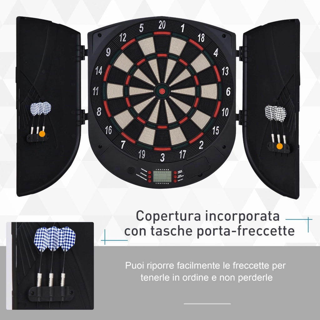 EasyComfort Bersaglio Freccette Elettronico per 8 Giocatori con 6 Freccette, Schermo LCD, 2 Porte e 26 Modalità di Gioco
