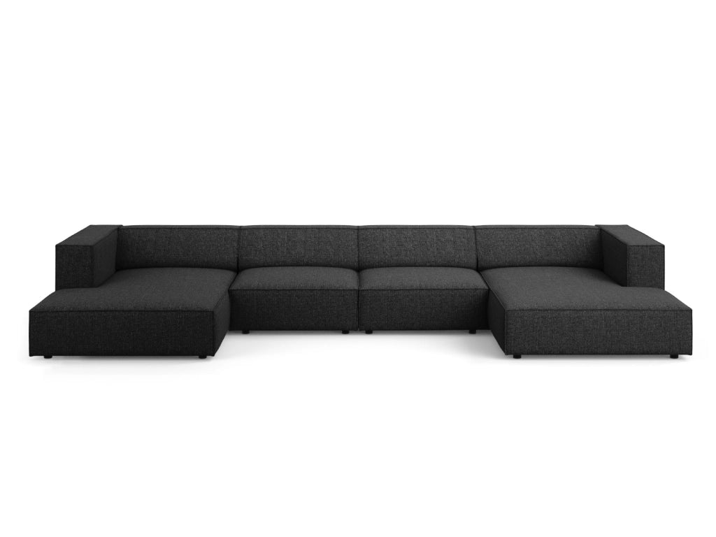 Cosmopolitan Design - Divano panoramico "Arendal" 6 posti in ciniglia nero 