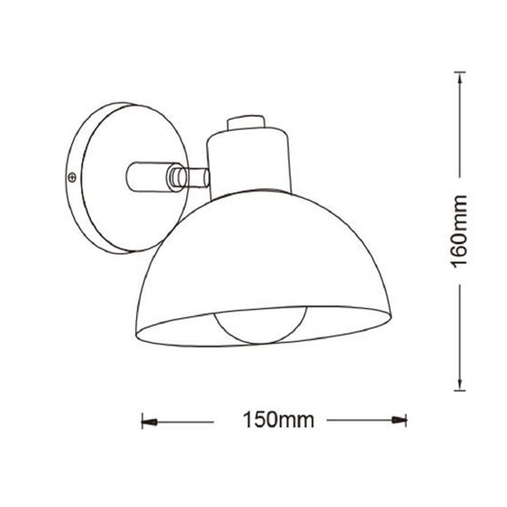 Trade Shop - Applique Da Parete Moderno In Legno Metallo Paralume Orientabile Attacco E27 Ip20 Aq40 -