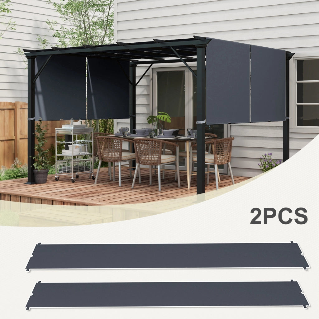 Copertura per Gazebo Pergola 488x122 cm con Tasche e Cinghie in Poliestere Grigio Carbone
