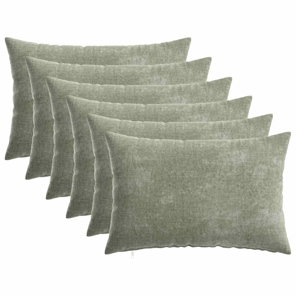 Federa 6 pcs HEERLEN Verde 30 x 50 cm Tessuto Chenille 907796