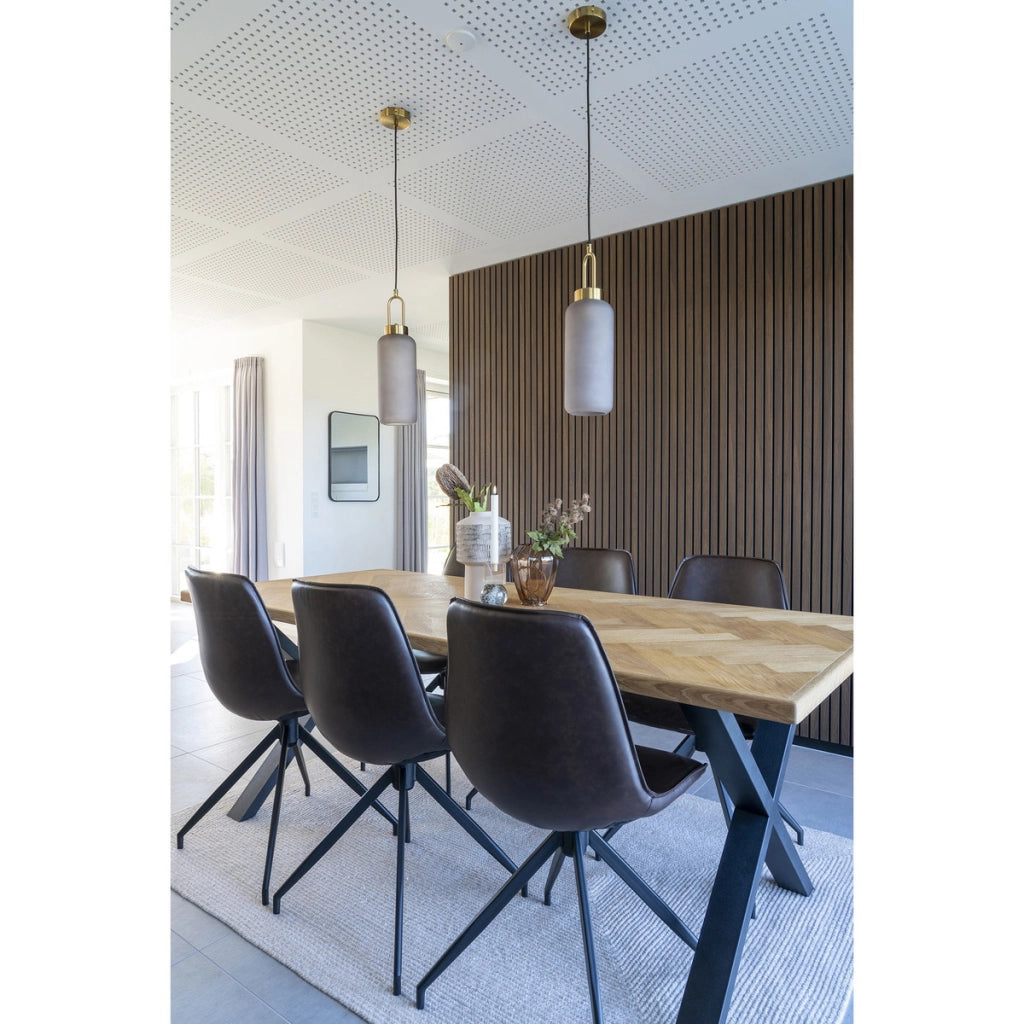 Set 2 sedie da pranzo girevoli Monaco in ecopelle marrone scuro con gambe nere