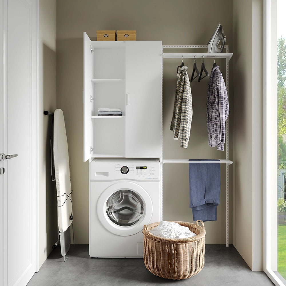Mobile porta lavatrice Martha Bianco 64 x 190 cm con 2 ante lunghe Vicco