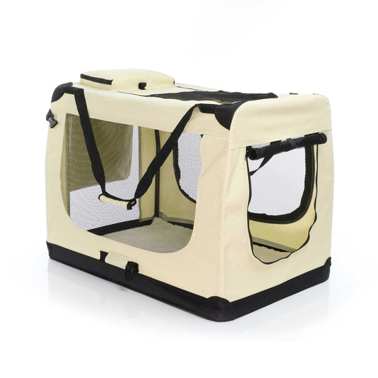Fudajo Trasportino pieghevole beige per animali domestici Taglia XXL (90x60x64cm) maniglia copertina