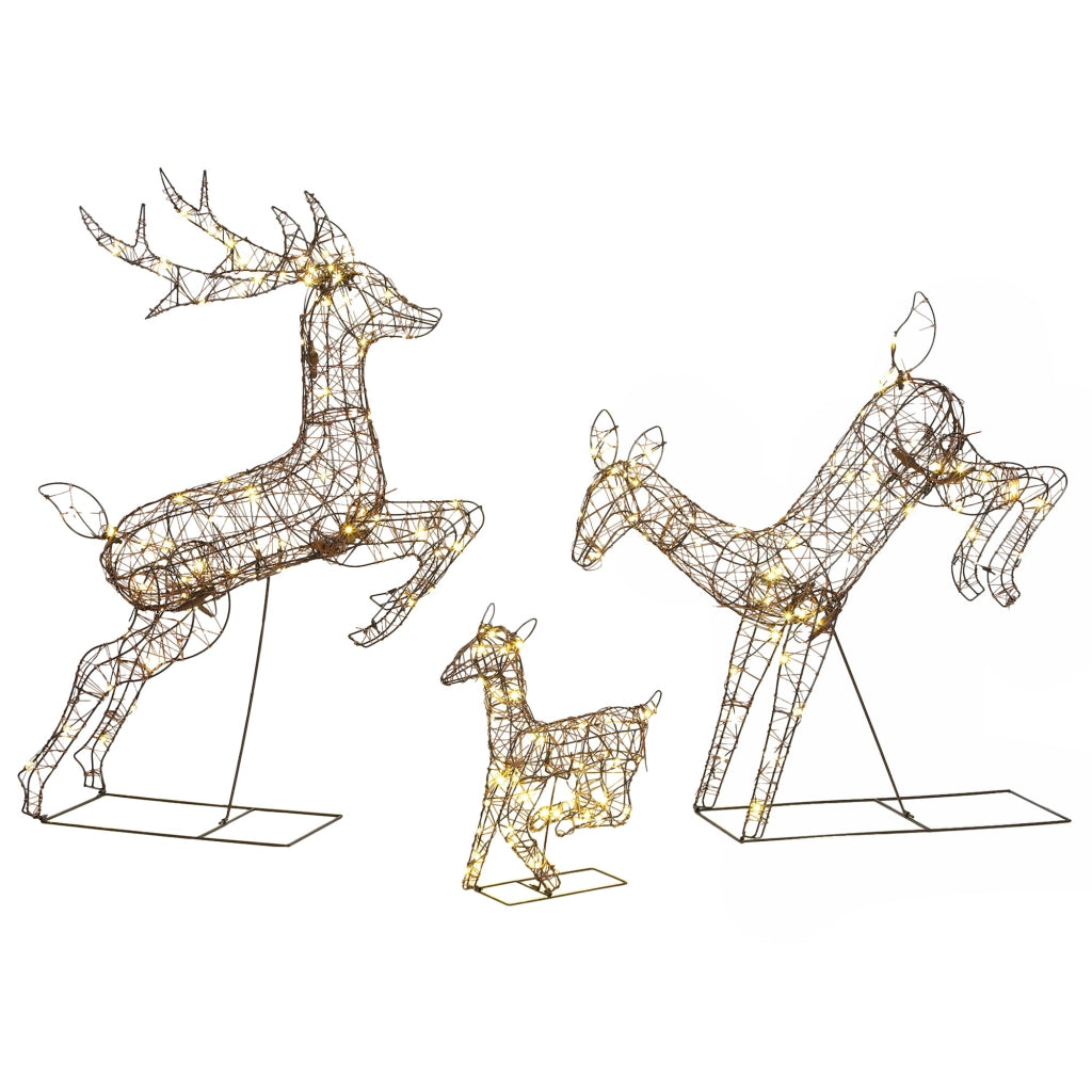 Set di 3 renne natalizie luminose, 120 cm, per esterni, con 200 LED bianco caldo, 8 modalità e timer.