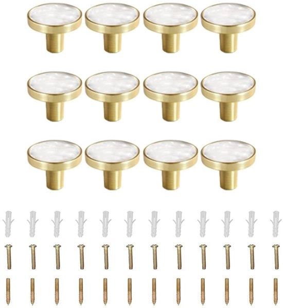 Set di maniglie a gomito per porta di 12 pezzi - Maniglie a gomito rotonde 32 x 25 mm - Acciaio inox - Anticorrosivo - Grip comodo - Lunga durata