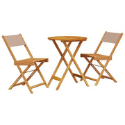 Set da Bistrot 3pz | Set Salotto da Giardino Tortora in Tessuto e Legno Massello
