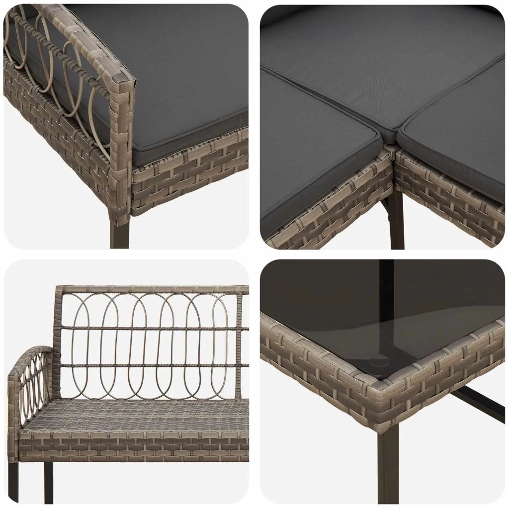 Set di Divano da Giardino con cuscino 2 pcs Grigio