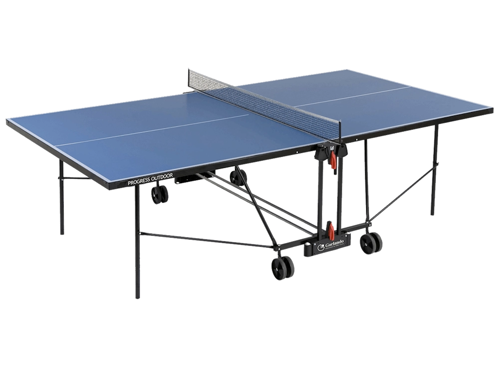 Tavolo da Pin Pong con Piano Blu e Ruote per Esterno Garlando Progress Outdoor