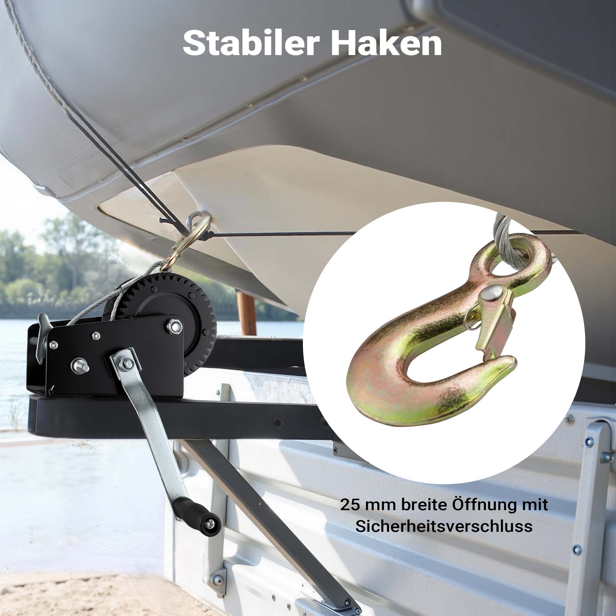 Argano manuale 1500kg fune 10m trasmissione 4:1 8:1 verricello