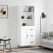 Credenza-Buffet-Armadio da cucina Bianca 69,5x34x180 cm in Legno Multistrato 463149