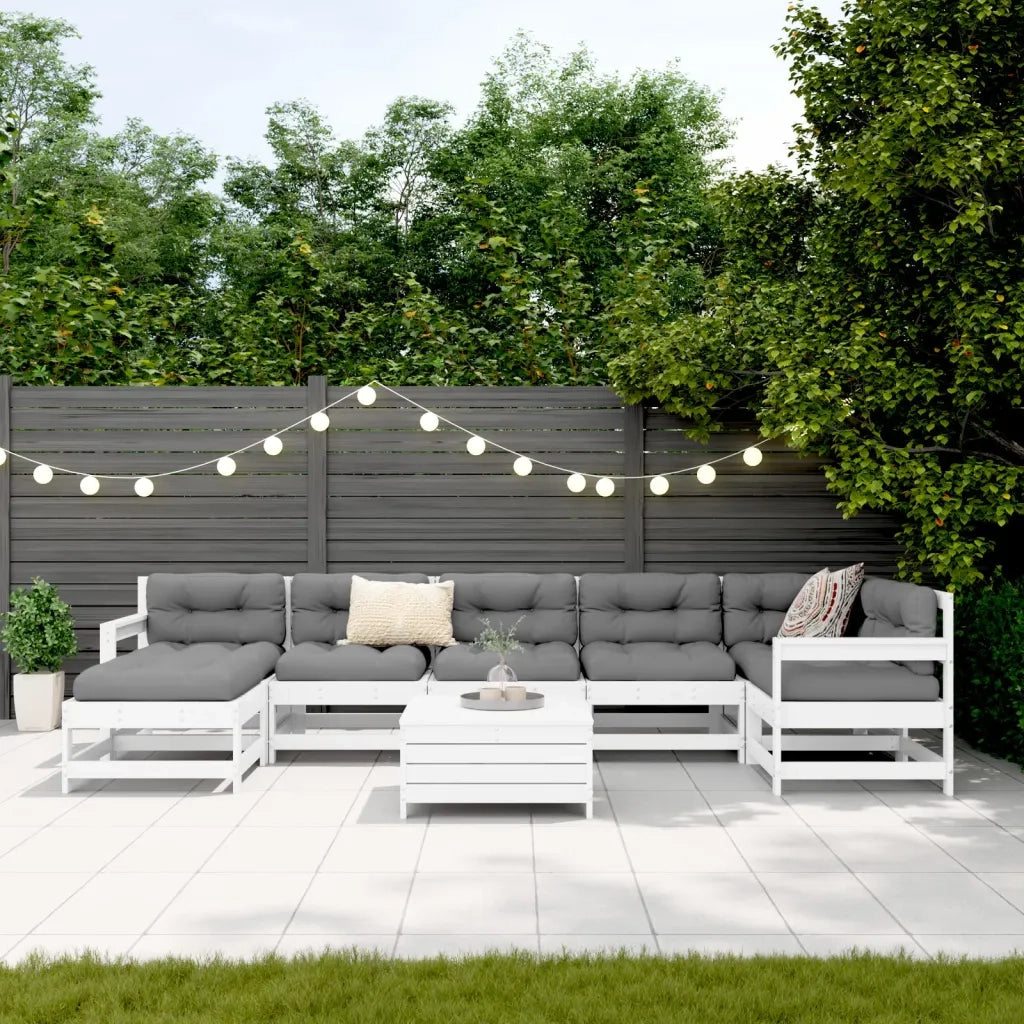 Set Divani da Giardino 8 pz in Legno Massello di Pino Bianco 3250633