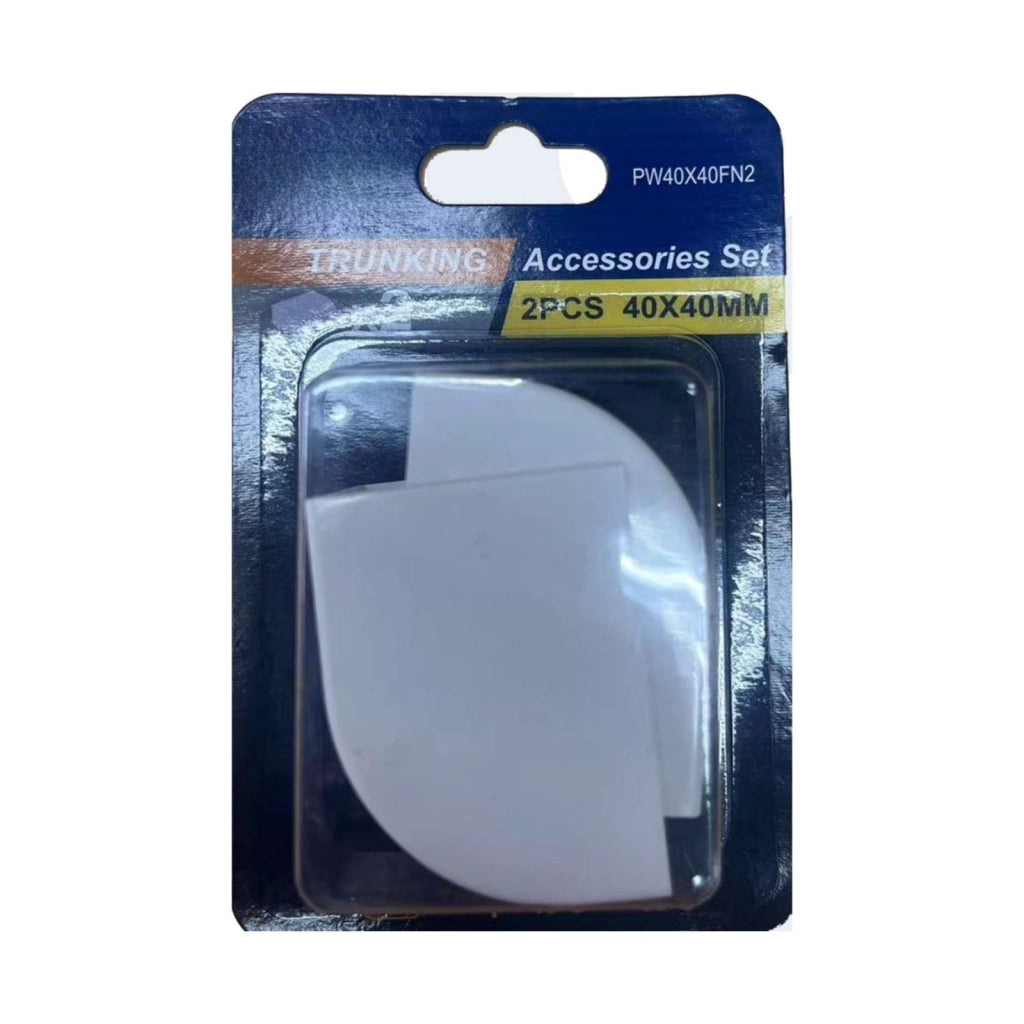 2 Pezzi Connettore Angolare Per Canaline Passacavi 40X40mm, Angolo Esterno Con Curva, Colore Bianco
