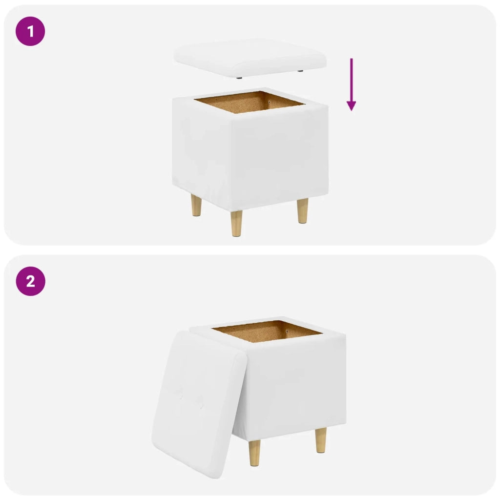 Pouf contenitore Bianco 40 x 40 x 45 cm Pelle sintetica 876817