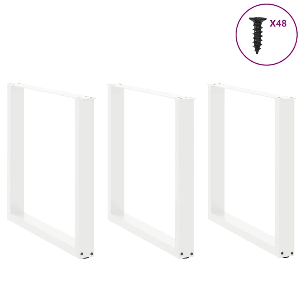 Set di 3 gambe robuste per tavolo da pranzo a forma di U 90 x 73 cm con piedini regolabili design moderno acciaio bianco 02_0057449