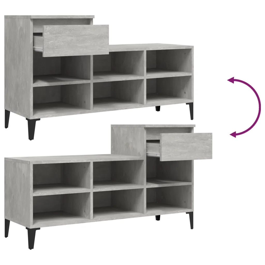Scarpiera | Mobile per scarpe Grigio Cemento 102x36x60 cm in Legno Multistrato