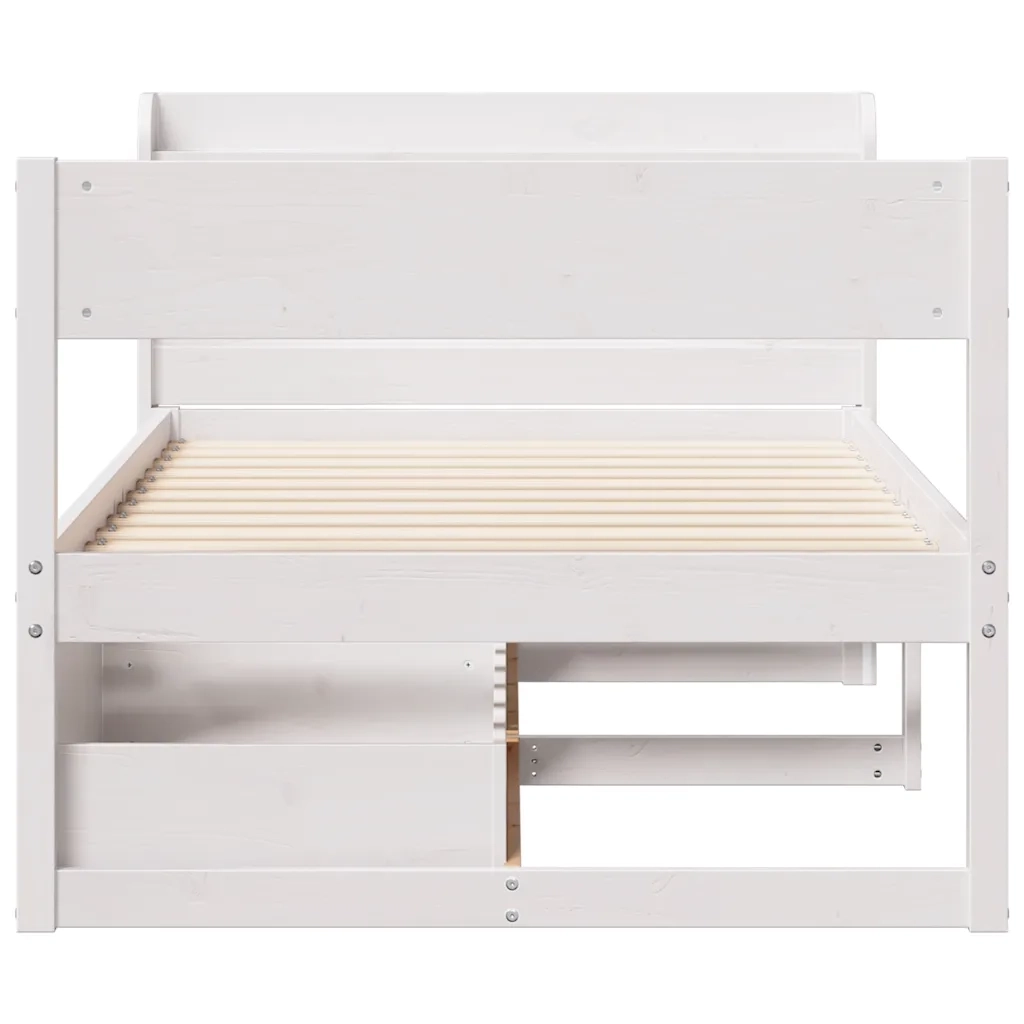 Giroletto senza Materasso Bianco 100x200 cm Legno Massello Pino 3307129