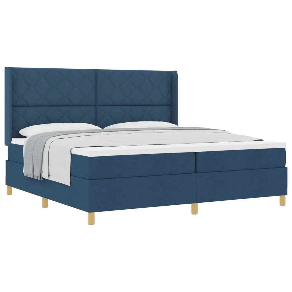 Letto a molle con materasso Blu 200 x 200 cm Tessuto