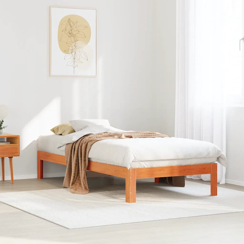 Letto senza Materasso Marrone Cera 80x200 cm Legno di Pino 859216