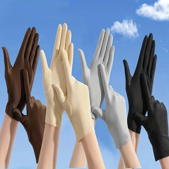 4 paia maniche di estate per donne, guanti di tessuto di velluto artificiale, maniche formali e impermeabili per danze di gala