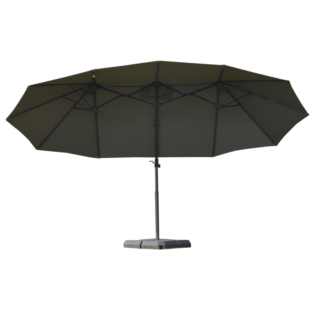 Ombrellone XXL con supporto incrociato e manovella a mano; impermeabile 270 cm x 440 cm x 250 cm; grigio