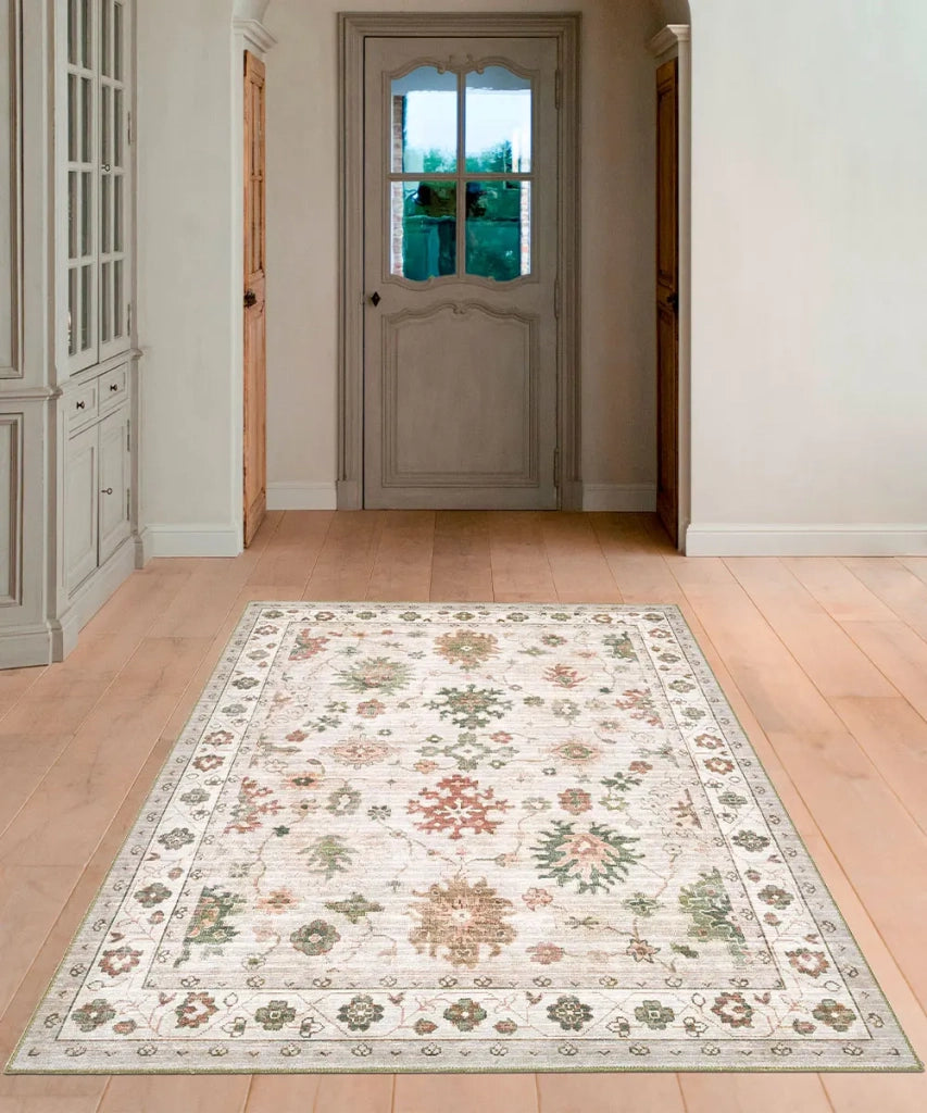Tappeto arredo casa ZIEGLER 04 beige crema cm.115x175 riproduzione disegno persiano classico in stile vintage. Tappeto lavabile e antiscivolo per ingresso, soggiorno, camera da letto.