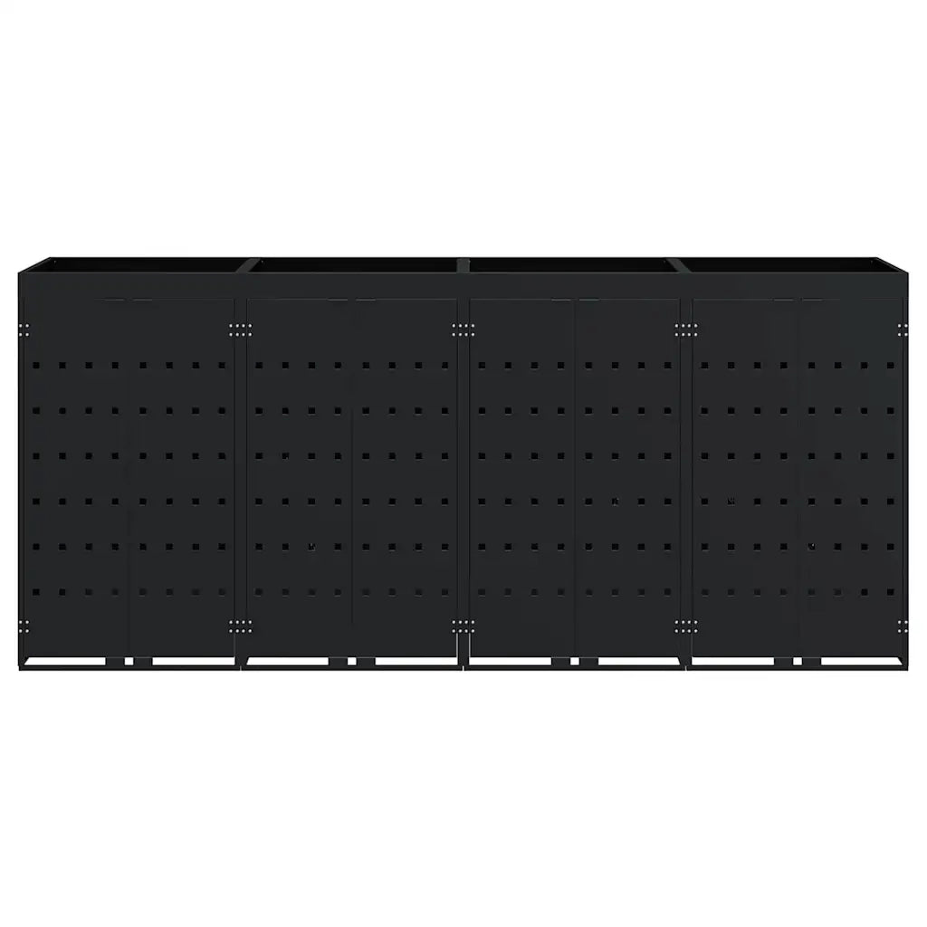 Contenitore per Rifiuti per 4 Bidoni Nero 272 x 77,5 x 121,5 cm