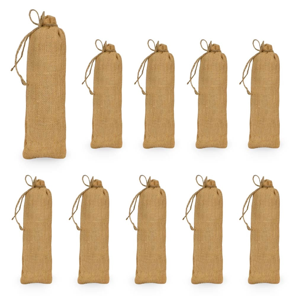 Set da 10 Sacchi in Juta naturale resistenti e riutilizzabili cm 12,5 x h 36