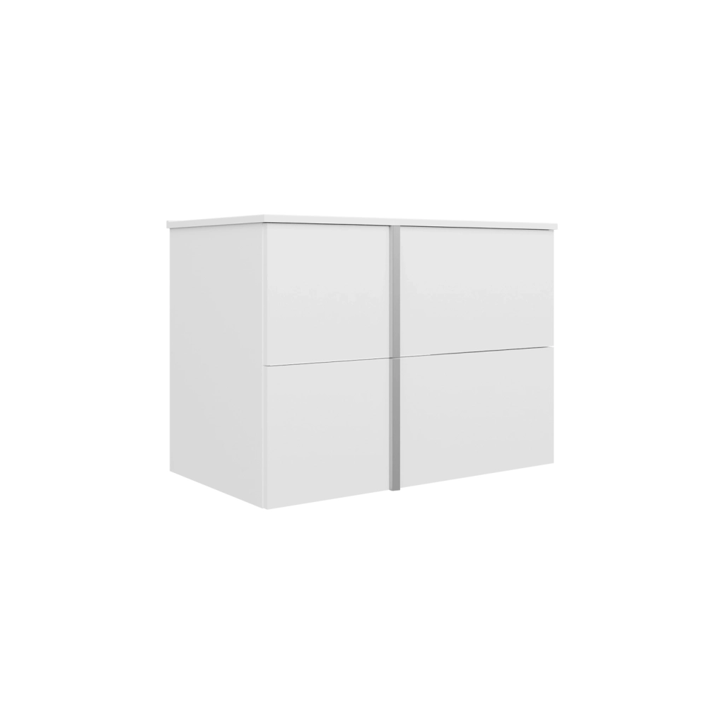 Mobile da bagno sospeso 100cm bianco lucido con lavabo in ceramica e specchio | Hoia