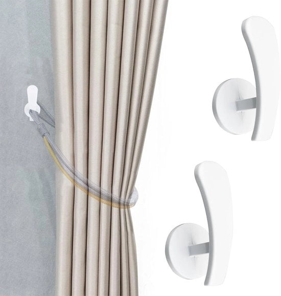 Hanger per tenda autoadesiva - montaggio a muro - grata metallica - 2 pezzi - grata a zanzara - bianca - hanger per tenda