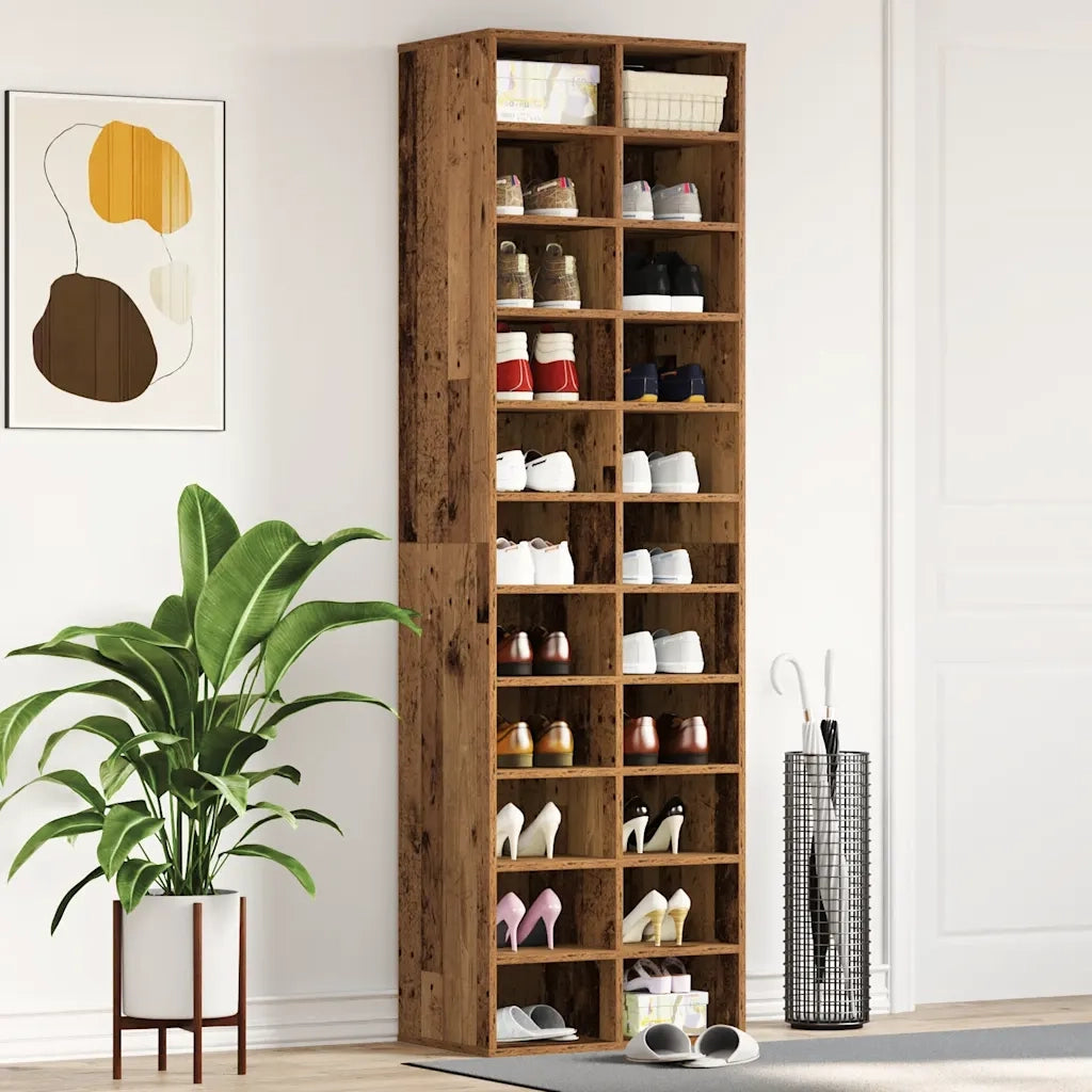 Scarpiera Legno Antico 54x34x183 cm in Legno Multistrato