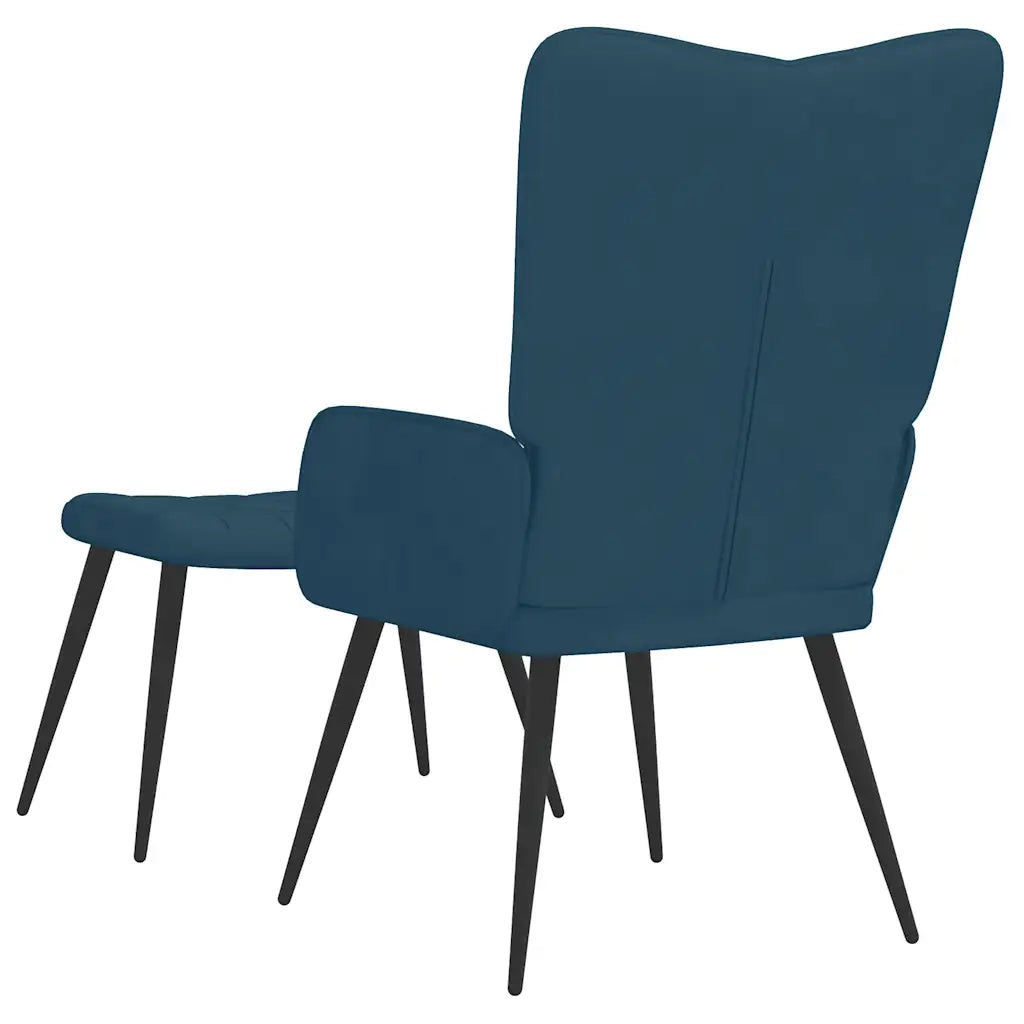 Poltrona Relax | Sedia Relax con Sgabello Blu in Velluto