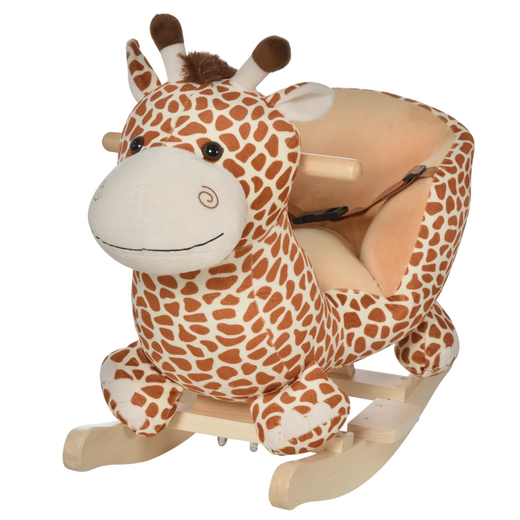 Cavallo a Dondolo in Legno Giraffa per i Bambini 60x33x45cm