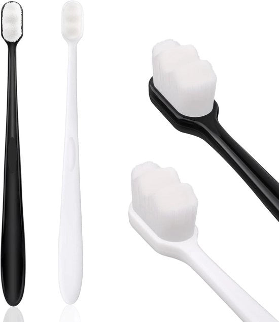 Tandenborstel ultrazucco - 2 pezzi - Micro-nano - Per la gengiva sensibile - Con 20.000 fibre zucche sterili - Per denti sensibili (nero + bianco)