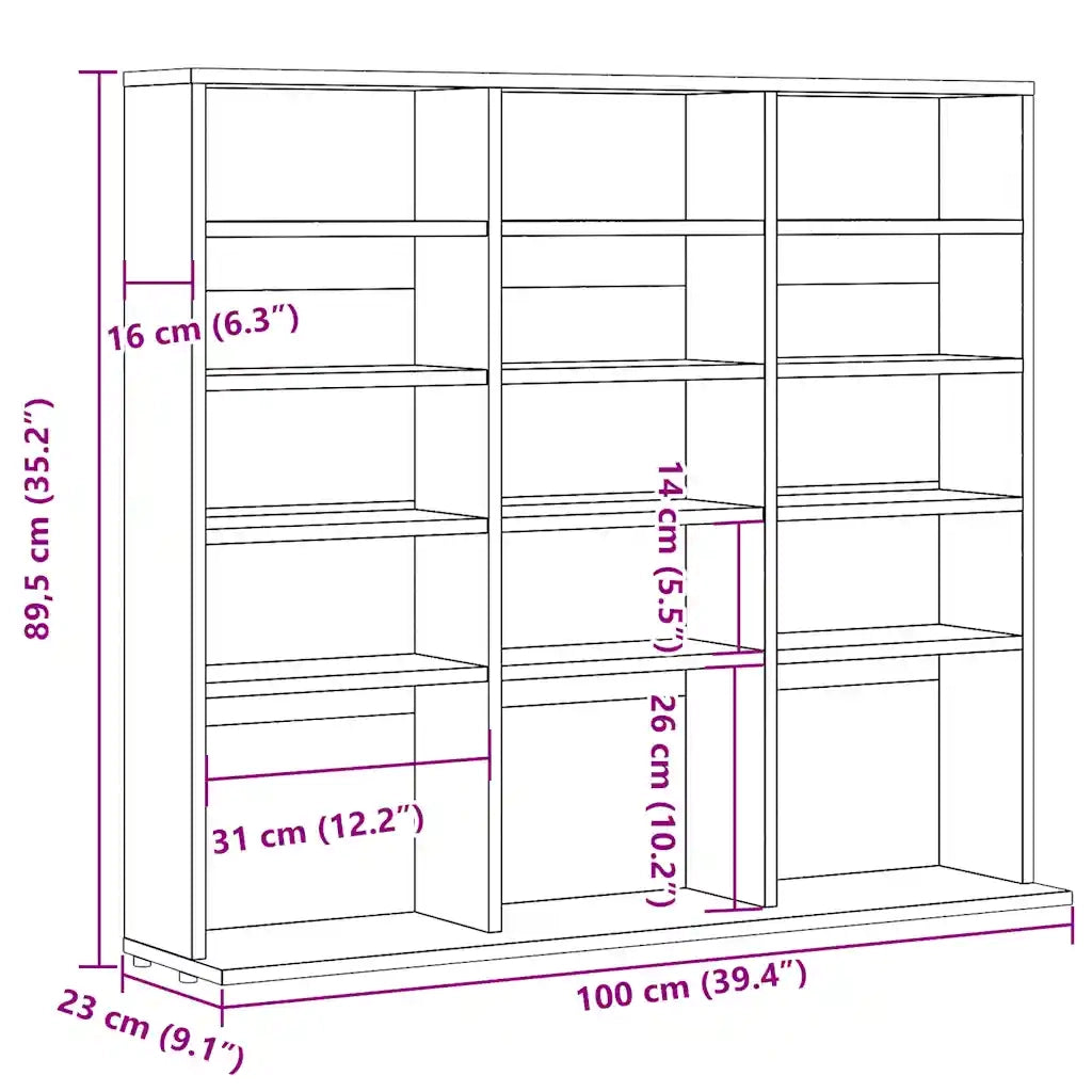 Mobile Porta CD Legno Antico 50x33x117,5 cm Legno Multistrato 856000