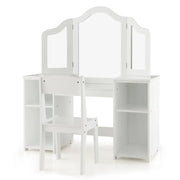 Toeletta per bambini 2 in 1 con specchio rimovibile 104 x 40 x 117 cm 4 scomparti portaoggetti MDF bianco 20_0011530