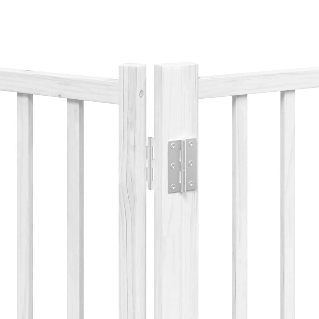 Cancelletto di sicurezza per animali domestici porta pieghevole 10 pannelli legno di pioppo bianco 02_0023103