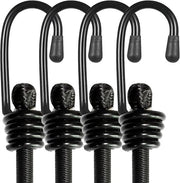 Cordone bungee con ganci, cavi elastici robusti per esterno, cordoni bungee industriali inodore per fissaggio di vele, bagagli, tende, biciclette o attrezzi da giardino, 24 pollici, 4 pezzi (nero)