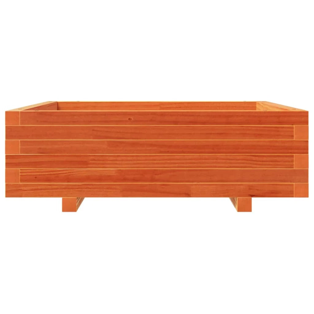 Fioriera rialzata per piante fiori terrazza giardino finitura a cera 80 x 80 x 26,5 cm legno di pino massiccio marrone 02_0038500